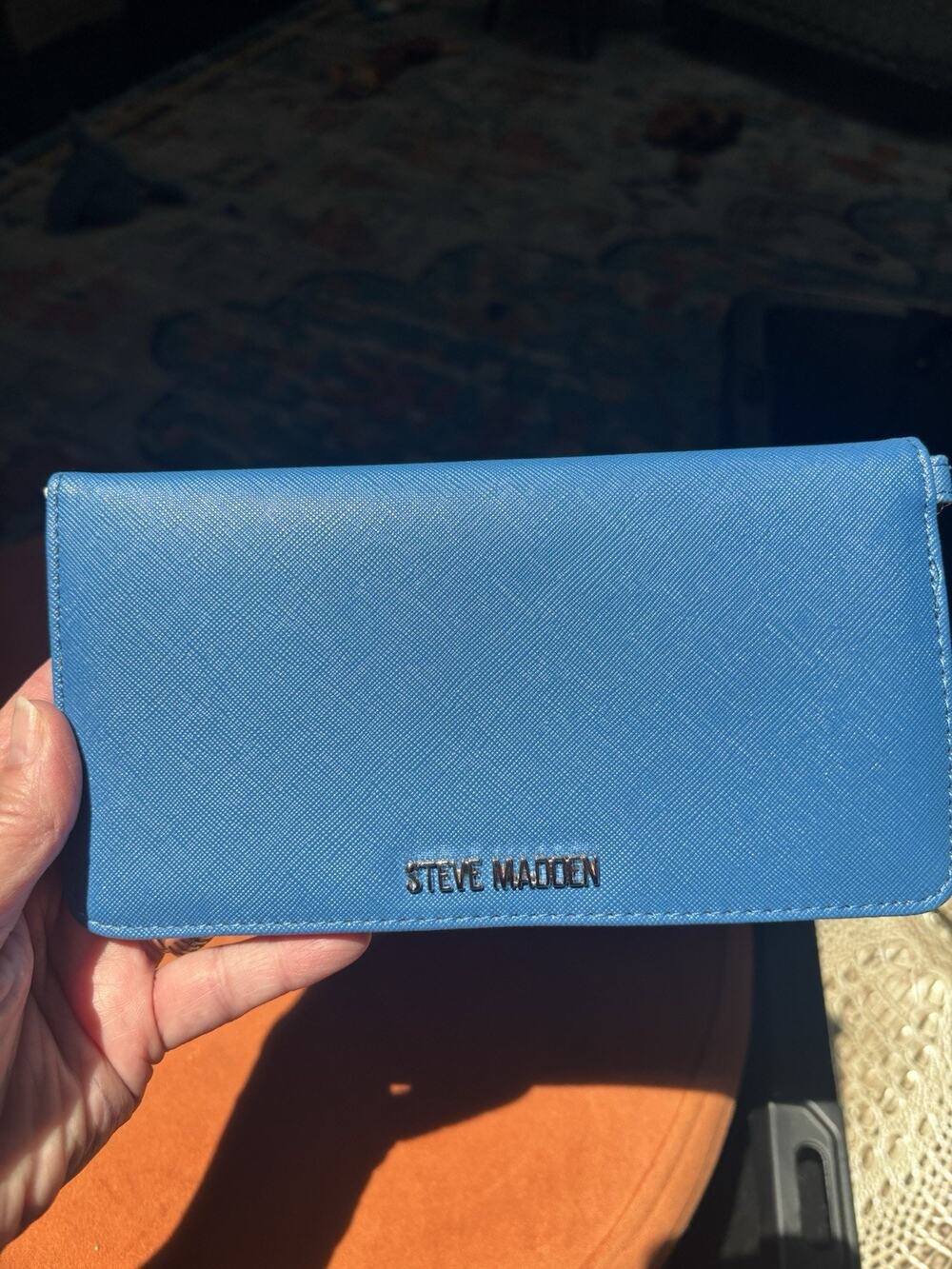 Steve Madden Electric Blue Solid Checkbook Folding Wallet w/ Logo, Credit Card